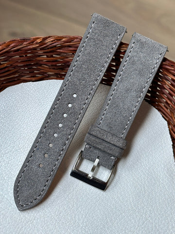 Premium Italian Suede Leather Watch Strap - Grey