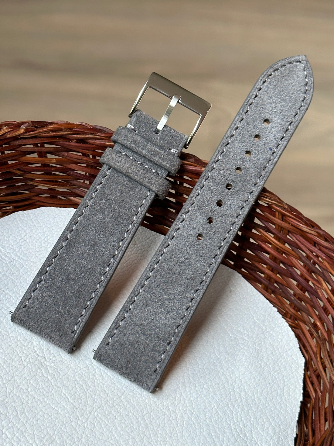 Premium Italian Suede Leather Watch Strap - Grey