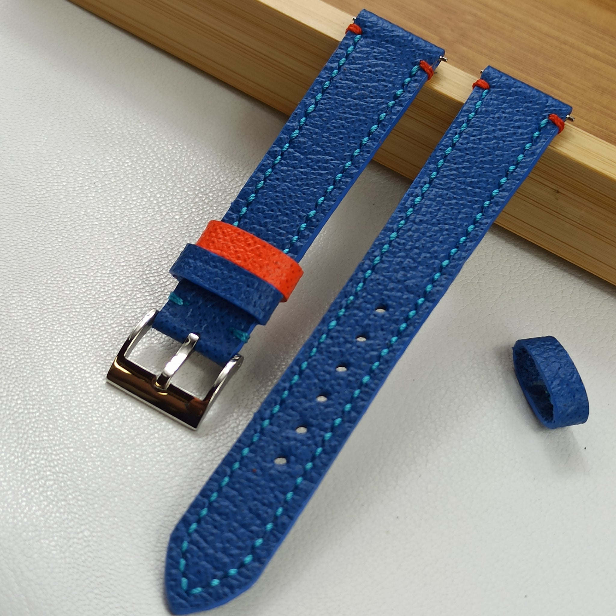 Premium Italian Leather Blue /Orange