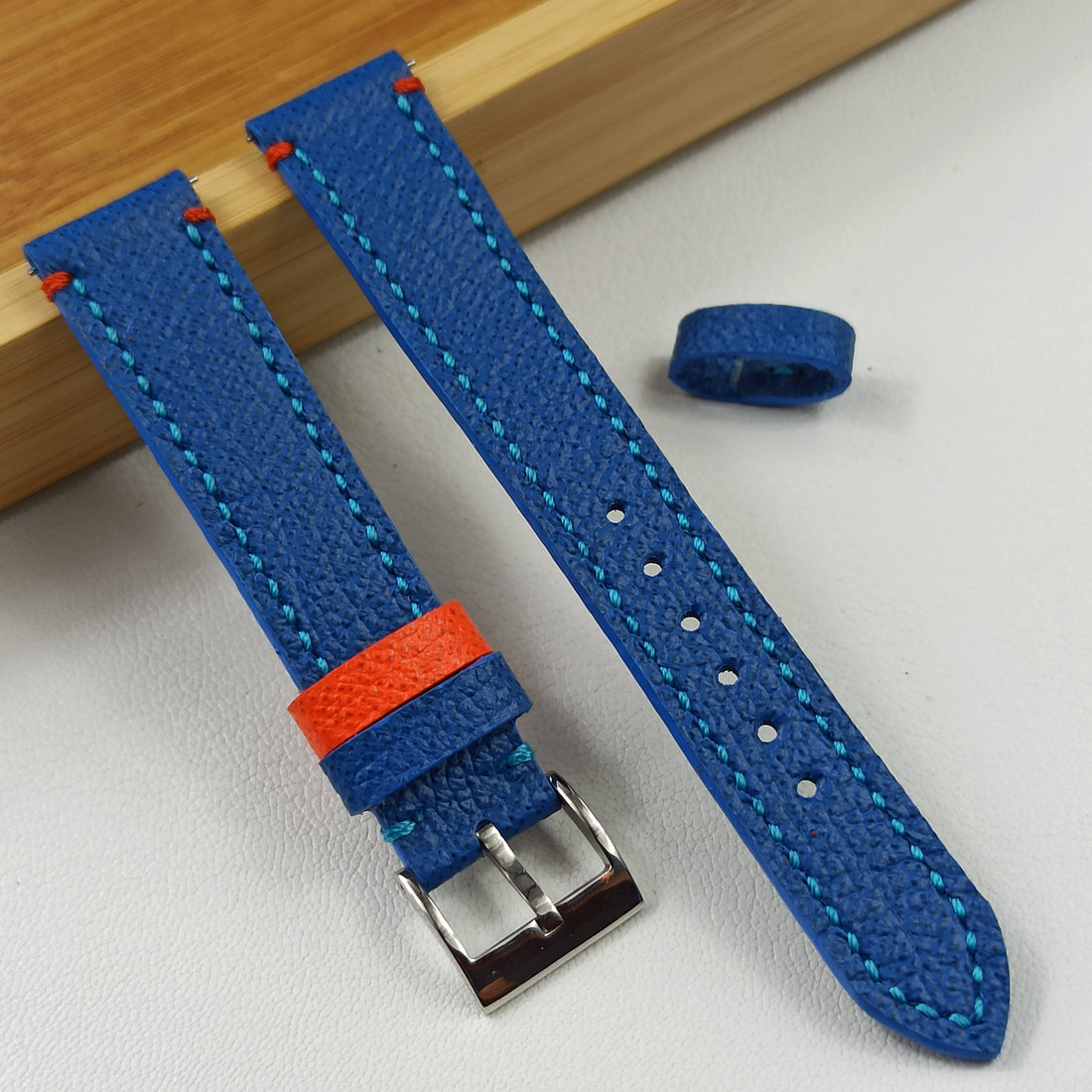 Premium Italian Leather Blue /Orange