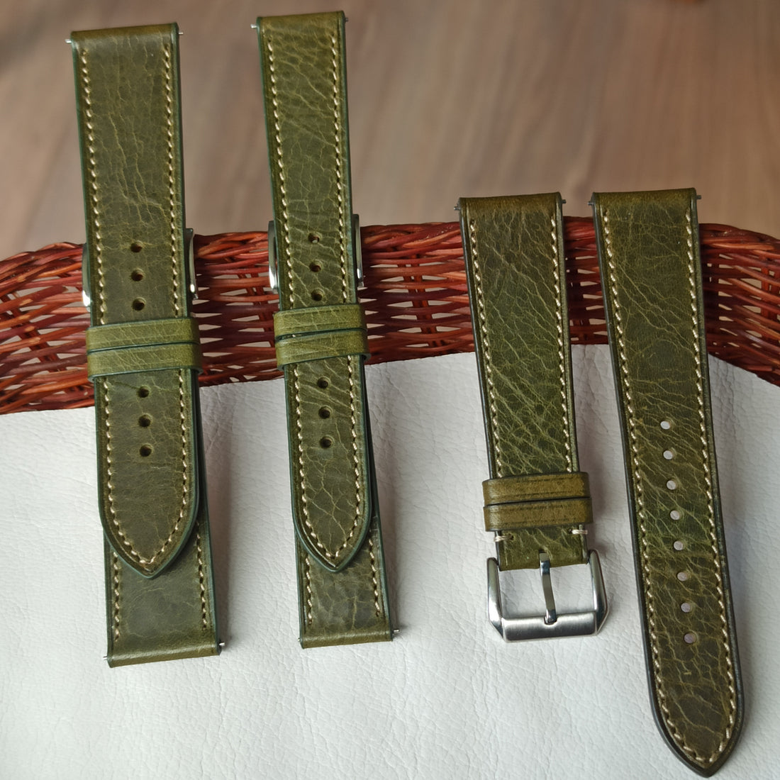 Premium Italian Leather Olive Green