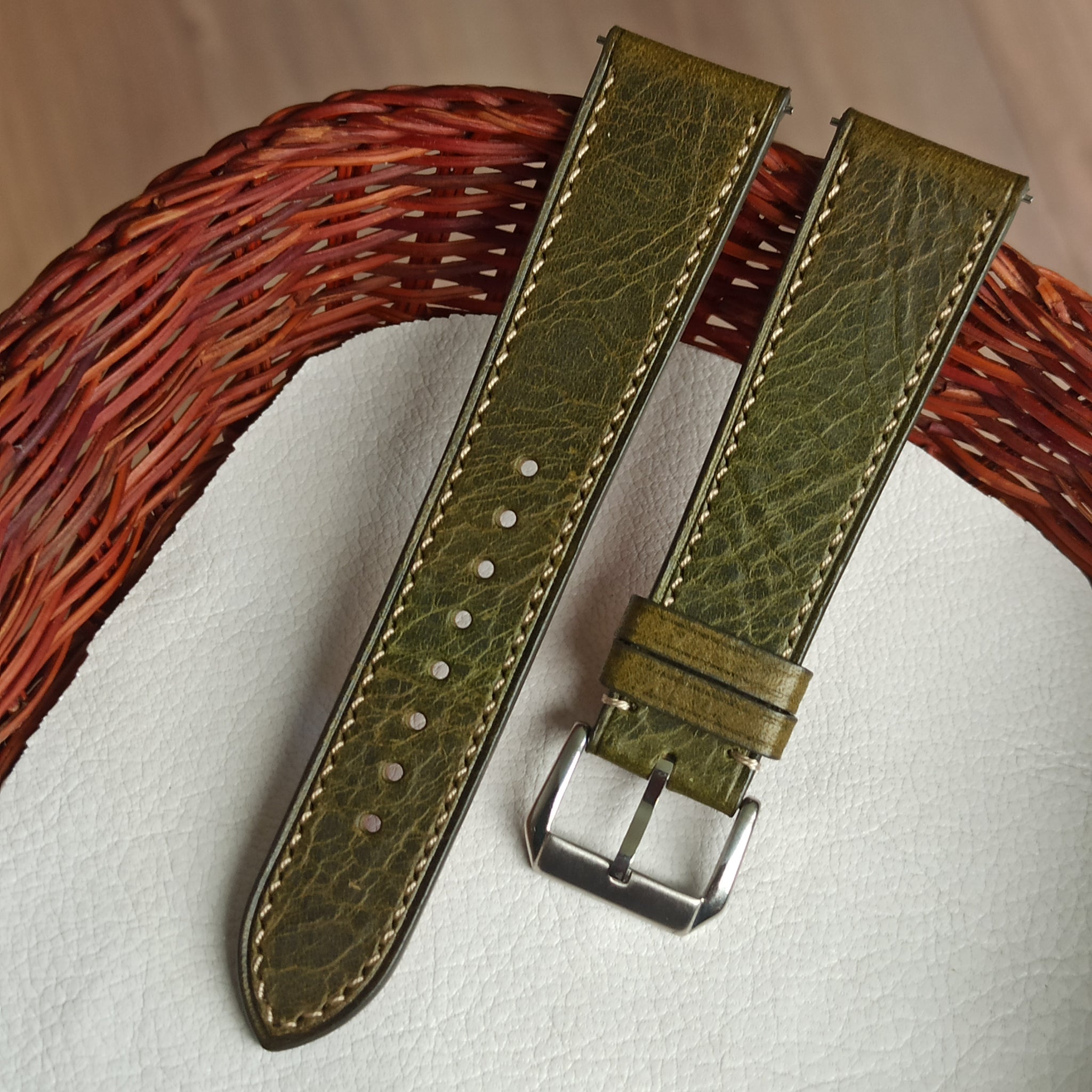 Premium Italian Leather Olive Green