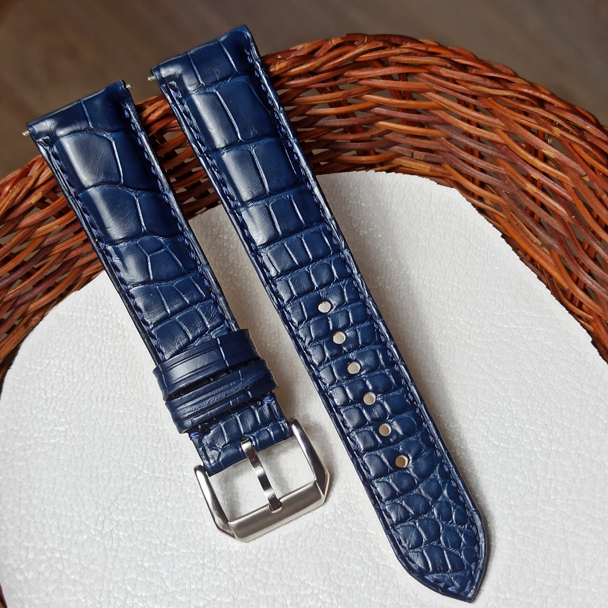 Nile Croc Dark Blue Belly Cut