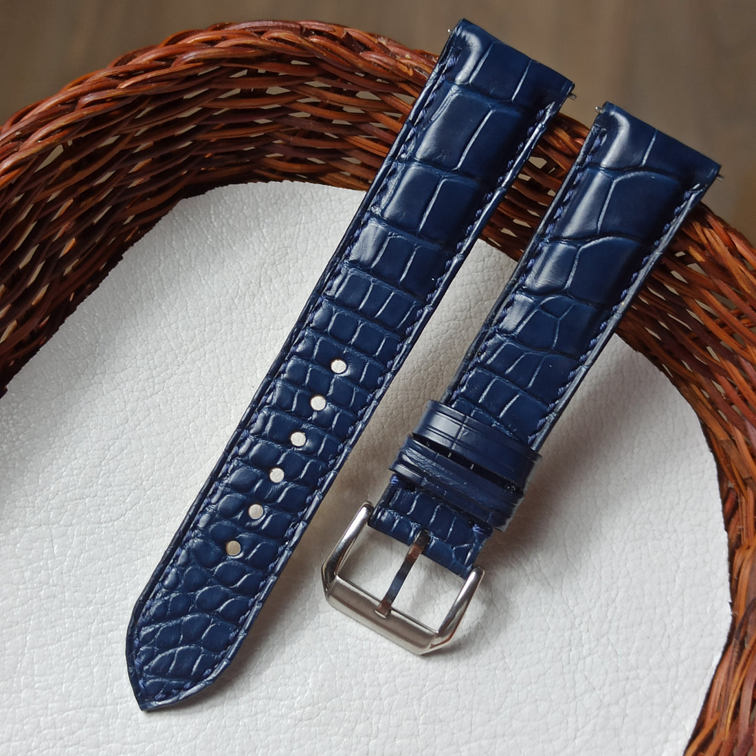 Nile Croc Dark Blue Belly Cut